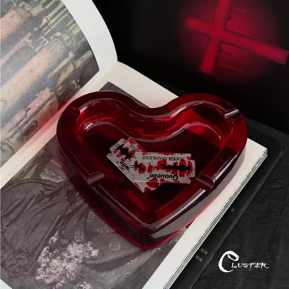 Crimson Blade Heart-Shaped Ashtray