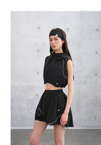 Women’s Elastic Waist Two-in-One Peplum Skort