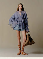 Mulberry Silk Tiered Blouse