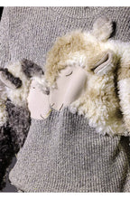 Vintage 3D Plush Sheep Oversized Sweater