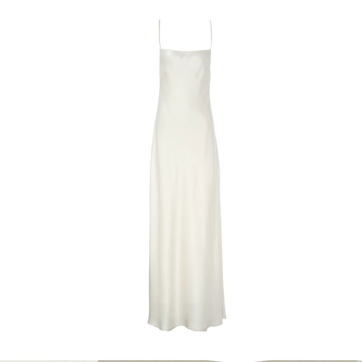 Silky Acetate Satin Slip Dress-Dress Length (Extended)