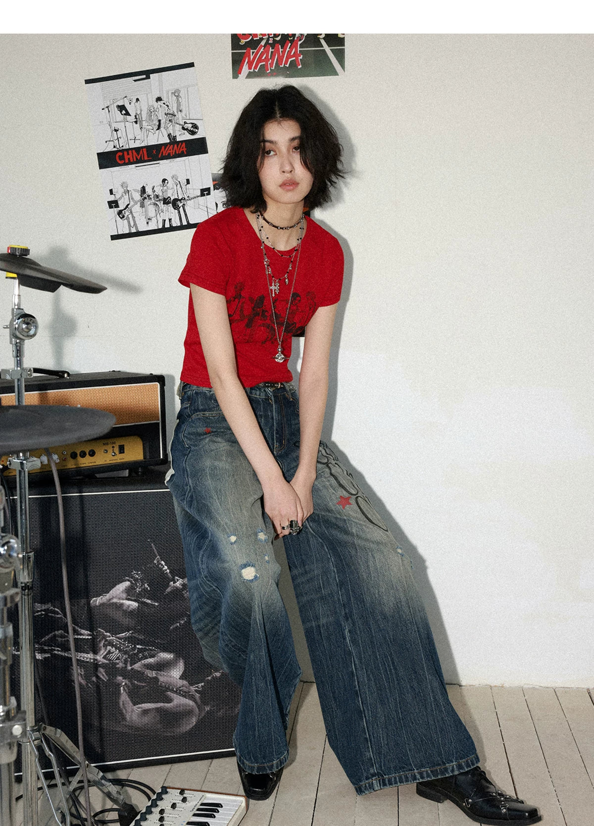 NANA Collaboration Vintage Graphic Fitted T-Shirt