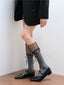 Quiet Luxury Ribbed Crew Socks with Sheer Mesh Cuffs