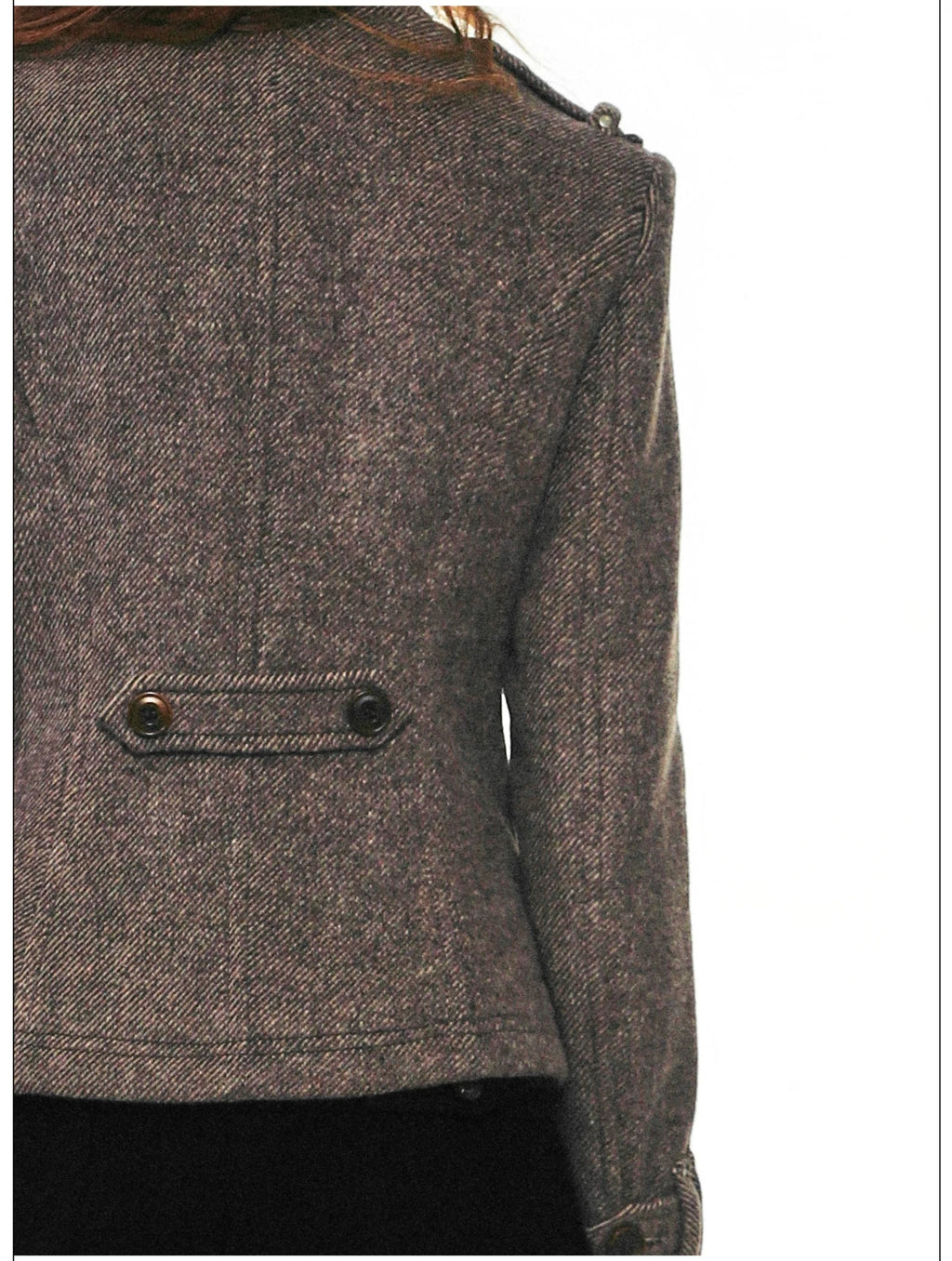 French-Inspired Double-Breasted Wool Twill Cropped Jacket