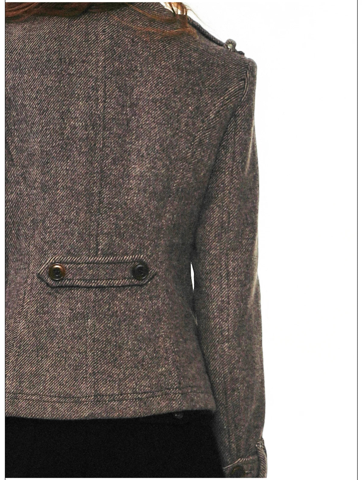 French-Inspired Double-Breasted Wool Twill Cropped Jacket