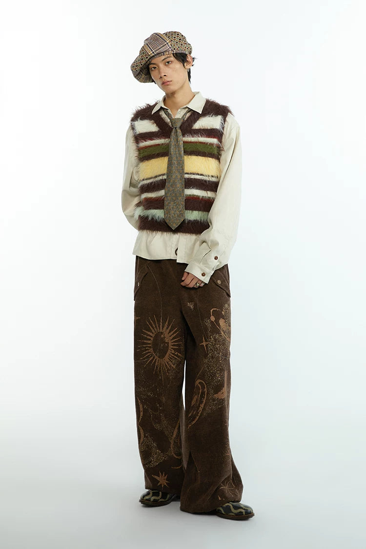 Retro Sun Print Loose Fit Casual Pants – Breathable Spring/Summer Trousers