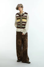 Retro Sun Print Loose Fit Casual Pants – Breathable Spring/Summer Trousers