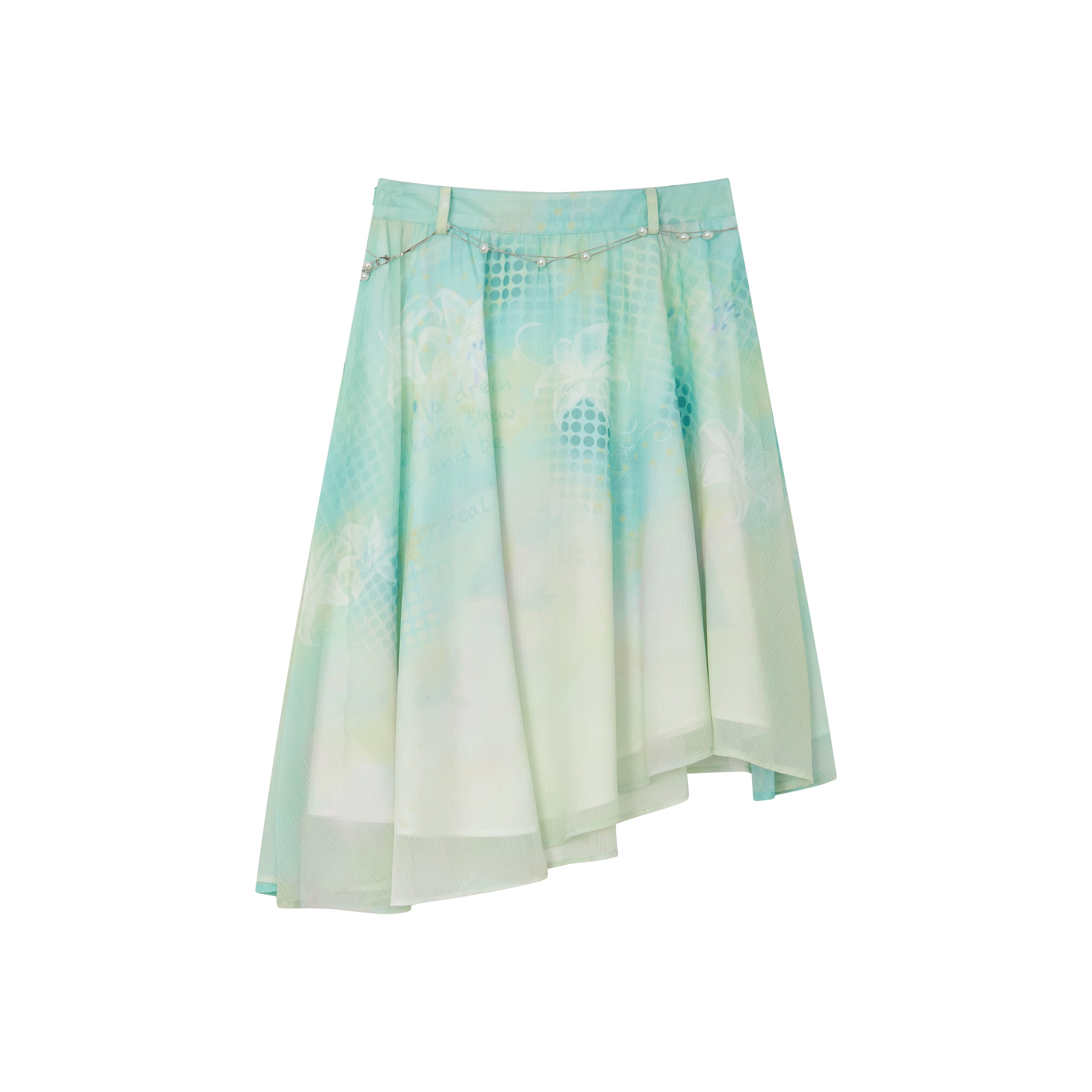 Pearl Waist Chain Gradient Print Skirt Main image
