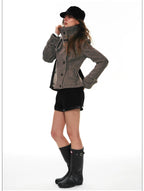 French-Inspired Double-Breasted Wool Twill Cropped Jacket