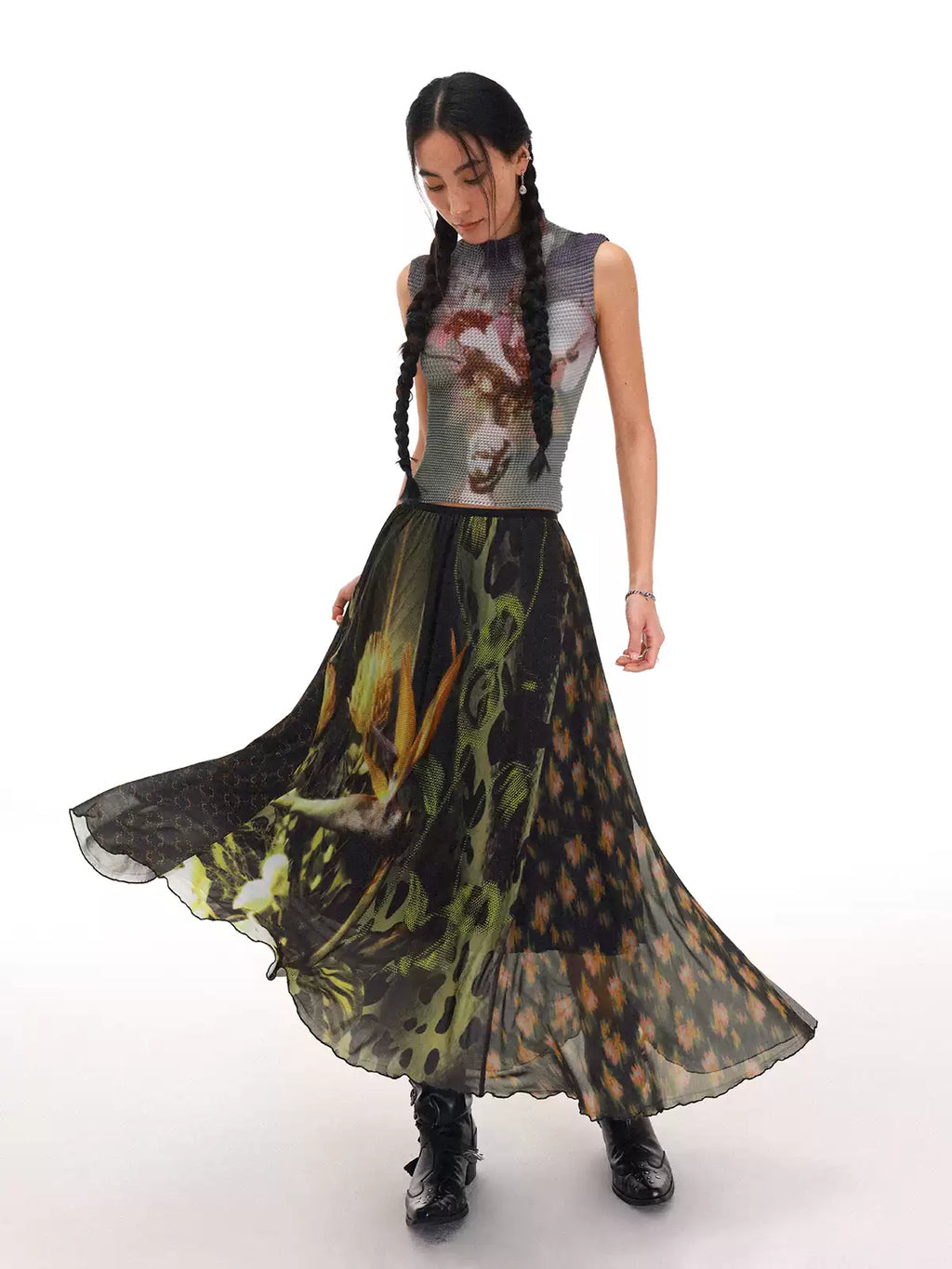 Floral Fitted Cropped Tank Top