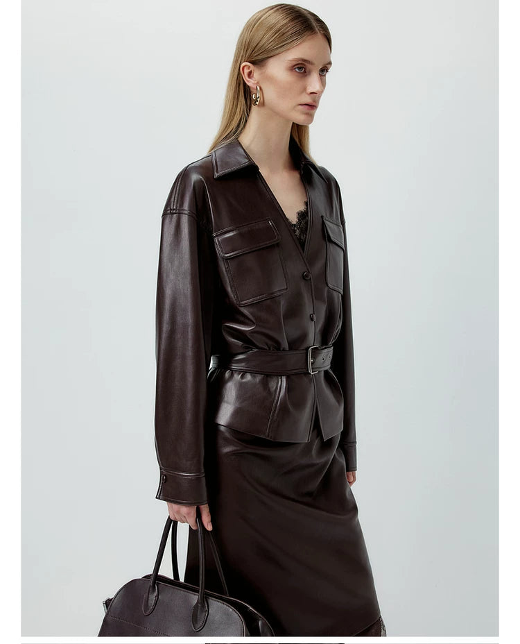 Brown Vintage Faux Leather Jacket
