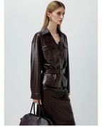 Brown Vintage Faux Leather Jacket