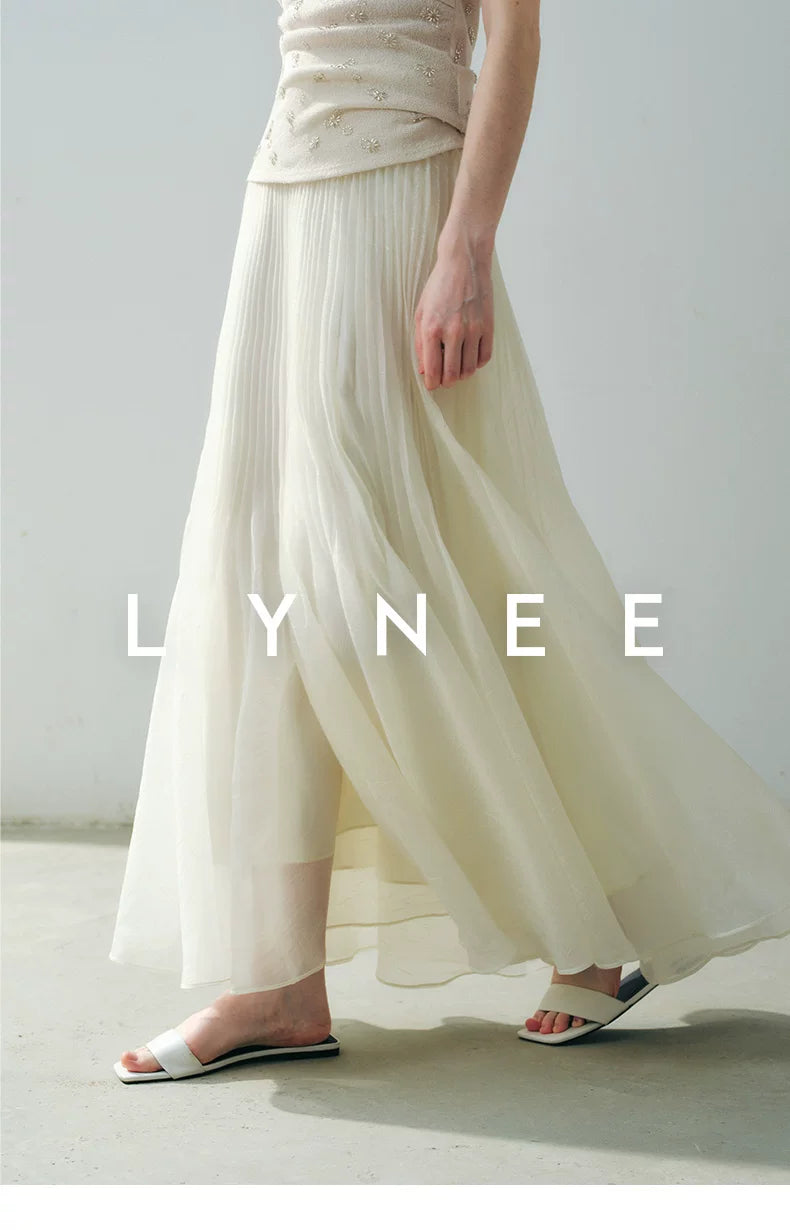 Pleated Mermaid Hem Midi Skirt