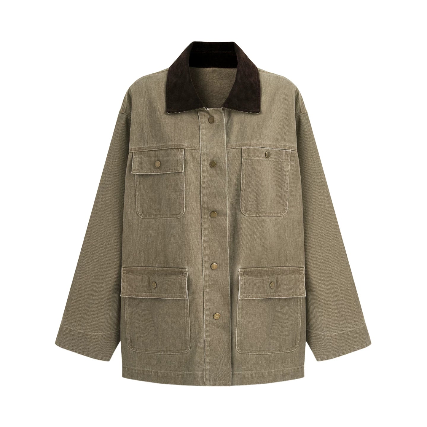 Vintage Contrast Color Loose-Fit Denim Jacket Main image