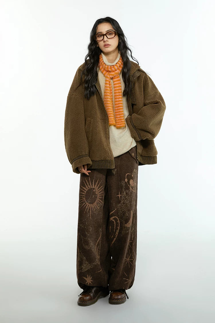 Retro Sun Print Loose Fit Casual Pants – Breathable Spring/Summer Trousers