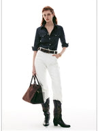 Italian Vintage Slim-Fit Waist-Cinching Safari Shirt