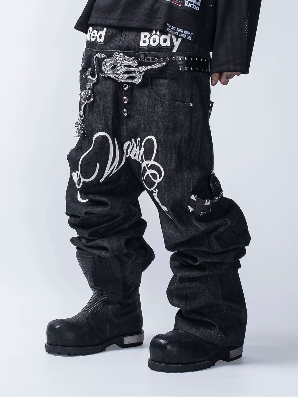 FVVO PunkFreeGuys Patch & Stud Pants