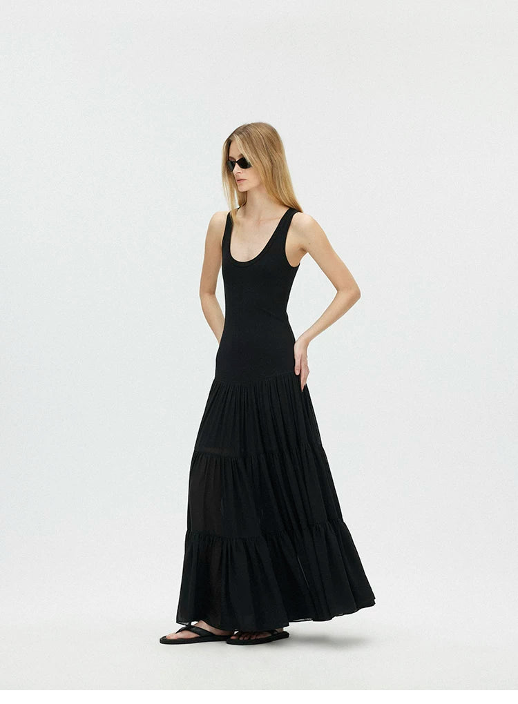 Layered Chiffon A-Line Maxi Dress