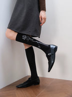 Black Crew Socks with Side Rose Embroidery