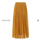 Mulberry Silk Pleated Midi Skirt