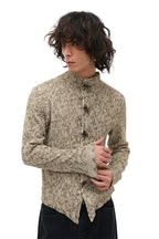 Elegant Jacquard Lace Patchwork Mandarin Collar Shirt
