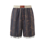 TENXTEN Double-Layer Printed Acid-Wash Denim Vacation Shorts