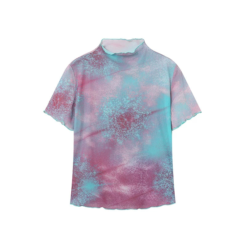Galaxy Print Stretch Mesh T-Shirt Main image