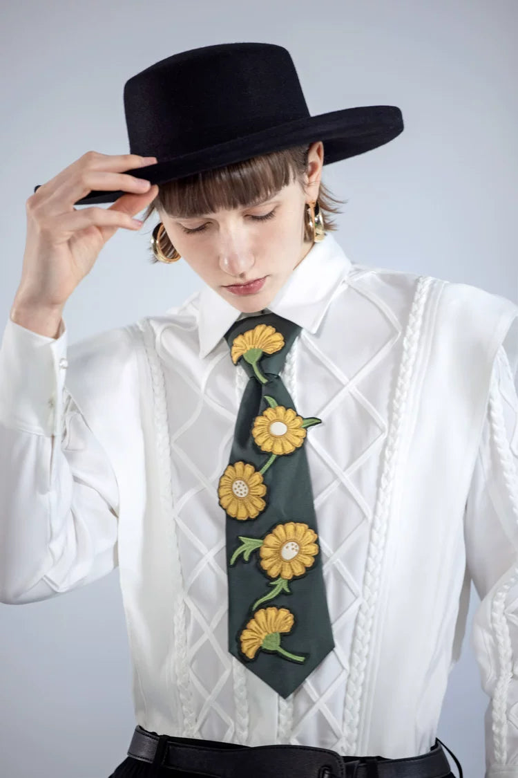Vintage Handwoven Patchwork White Shirt