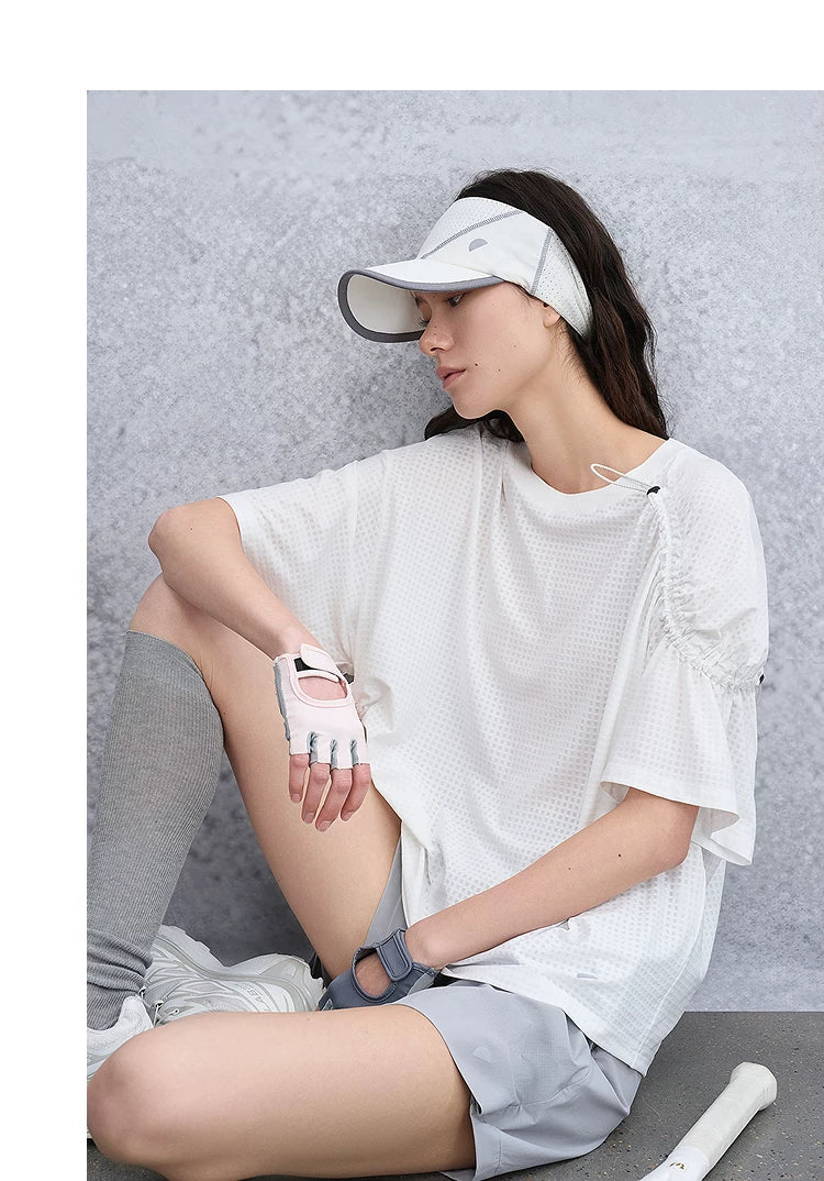 Loose Casual Waffle Knit Asymmetrical Short Sleeve T-Shirt