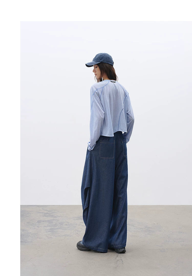 Loose Casual Wide-Leg Drapey Jeans