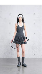 Loose Casual Color-Block Dress and Leggings Set