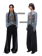 Floral Print Drop Shoulder Mesh Long Sleeve Jacket