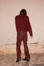 Printed Coated Bootcut Jeans