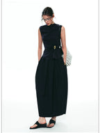French-Inspired Slim-Fit Sleeveless Twist Top Set
