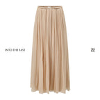 Mulberry Silk Pleated Midi Skirt