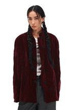 Year of the Horse Velvet Embroidered Chinese Frog Button Stand Collar Cardigan Jacket