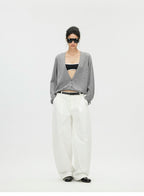 Deep V-Neck 100% Merino Wool Lightweight Cardigan