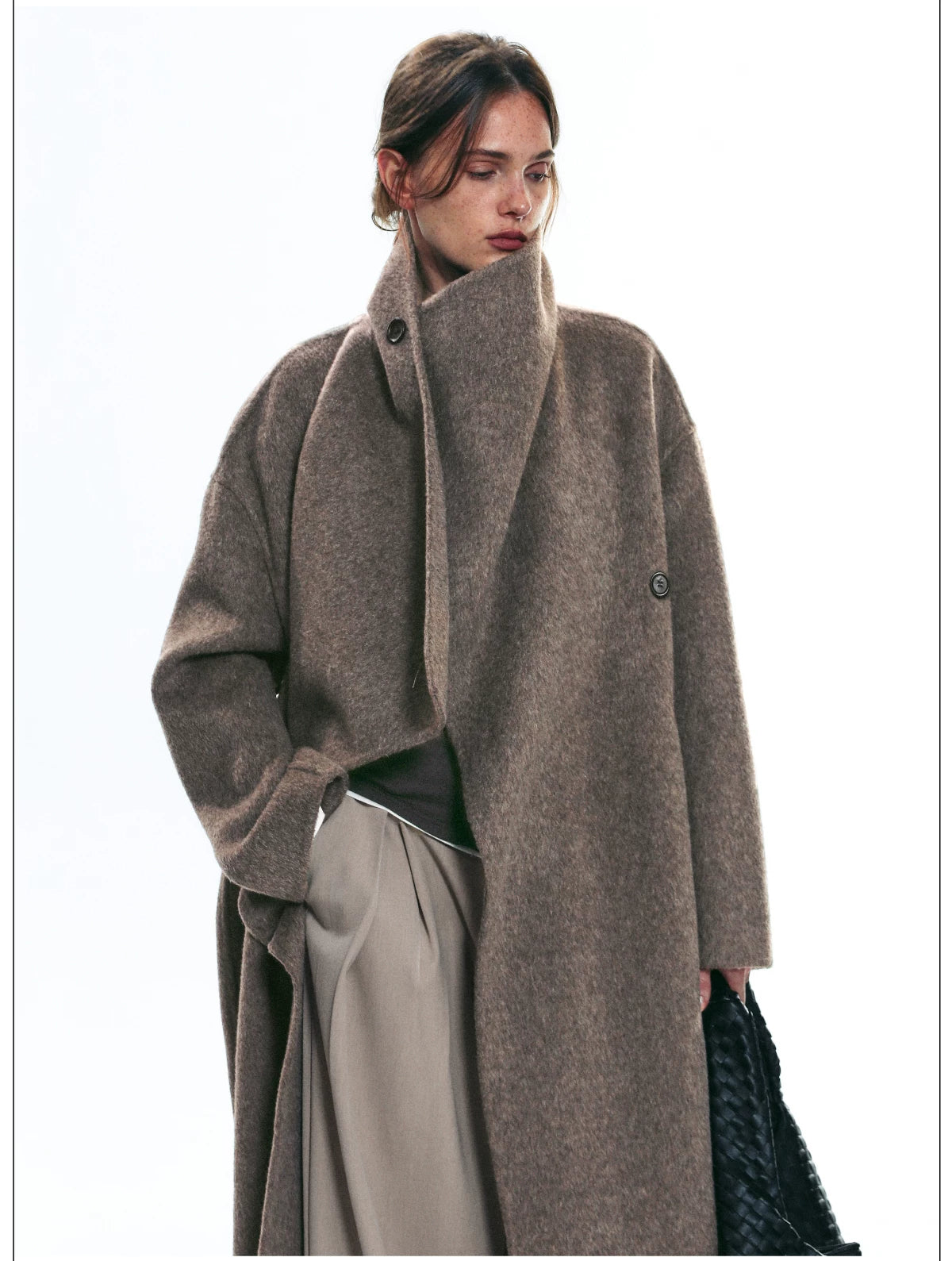 Premium Winter Stand-Collar Long Wool Coat