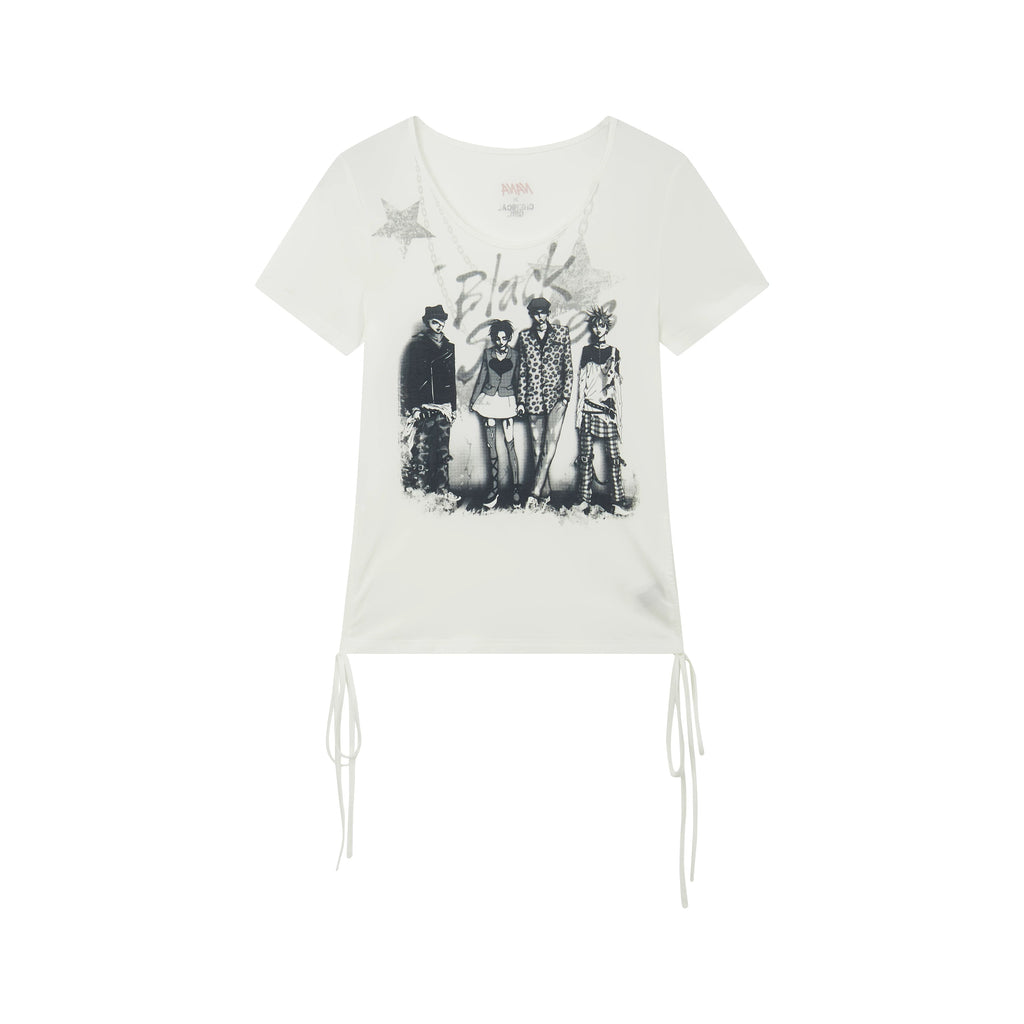 NANA Collaboration Portrait Graphic Drawstring Cropped T-Shirt