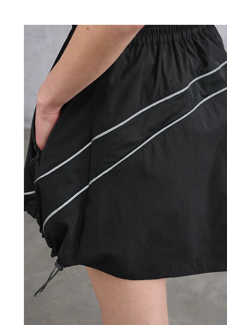 Women’s Elastic Waist Two-in-One Peplum Skort