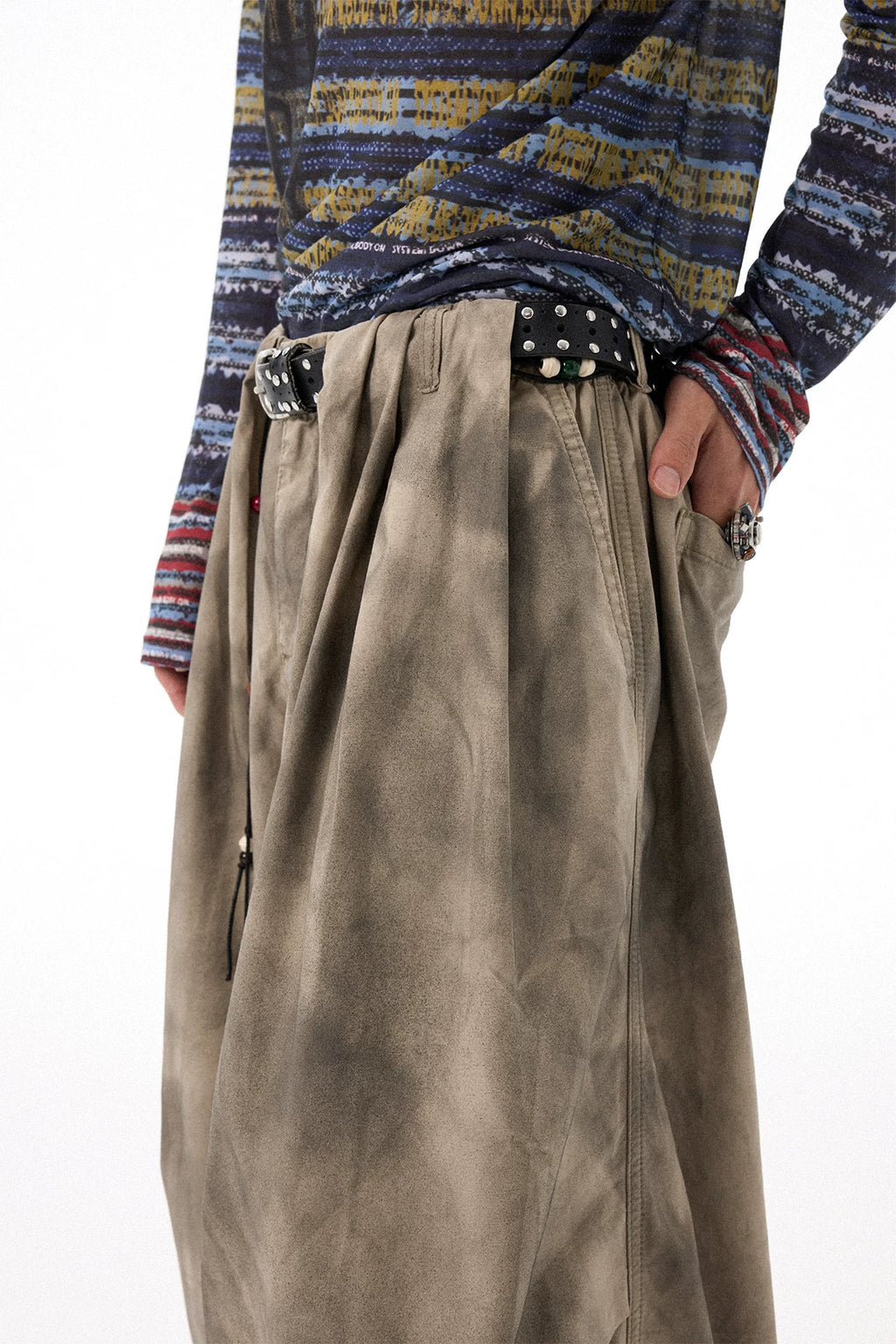 Washed Distressed Crinkled Elastic Waist Cropped Shorts