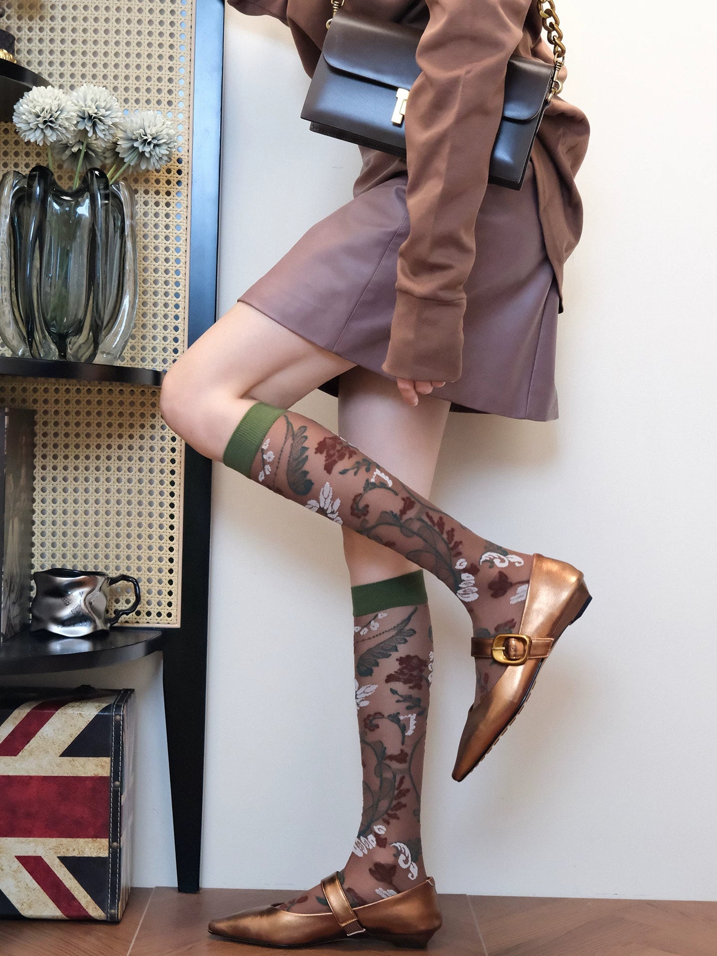 French Vintage Sheer Crew Socks