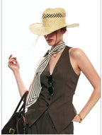 French-Inspired V-Neck Sleeveless Fitted Vest