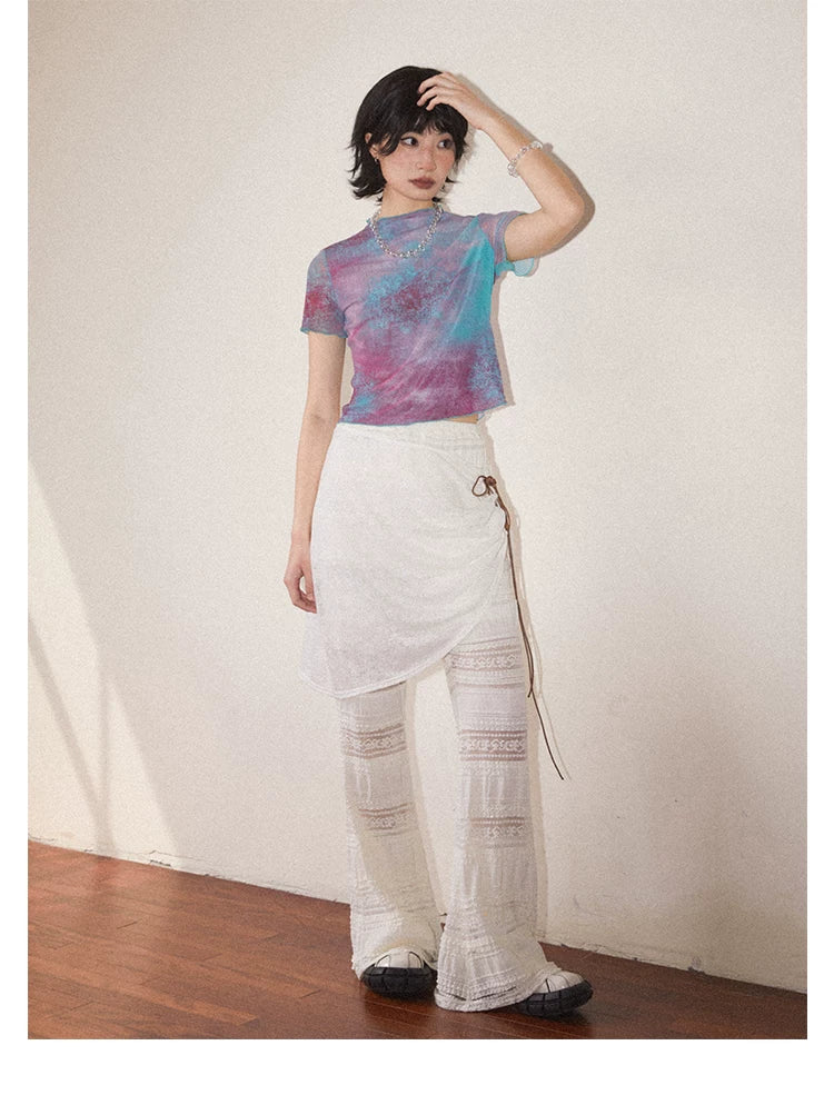 Galaxy Print Stretch Mesh T-Shirt