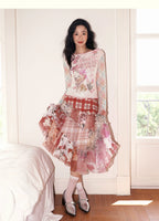Irregular Patchwork Plaid Tiered Skirt
