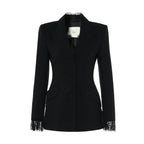 Acetate Lace Waist-Cinching Blazer