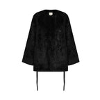 Black Faux Shearling Fur-Lined Coat