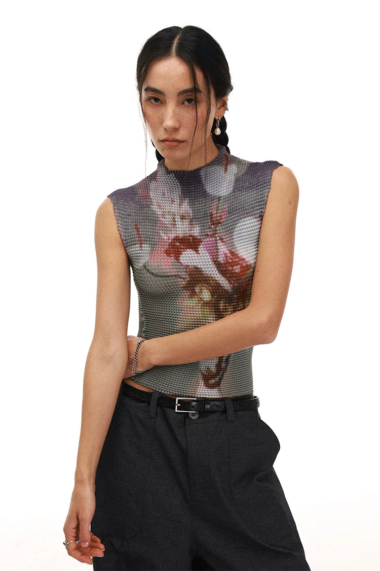 Floral Fitted Cropped Tank Top