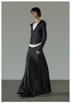 Spring Loose-Fit Slim Flowy Maxi Skirt