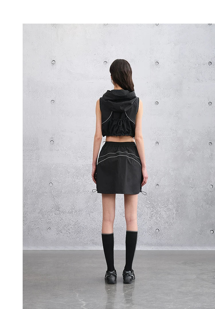 Women’s Elastic Waist Two-in-One Peplum Skort